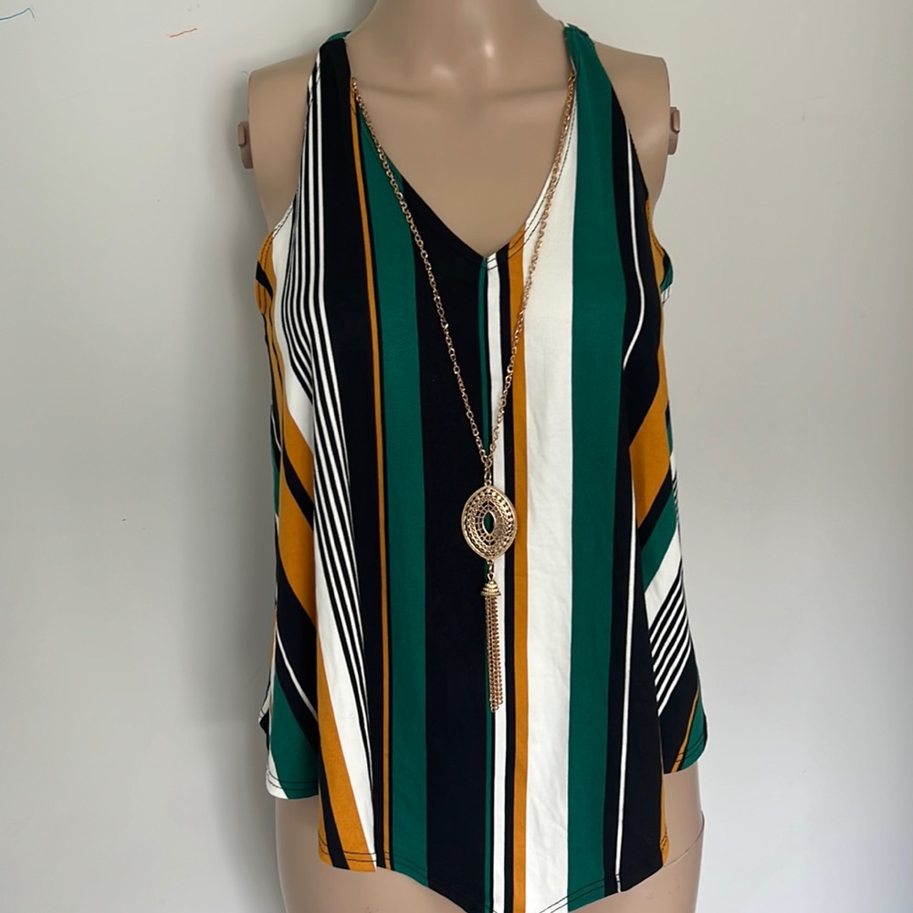 V neck striped top size small